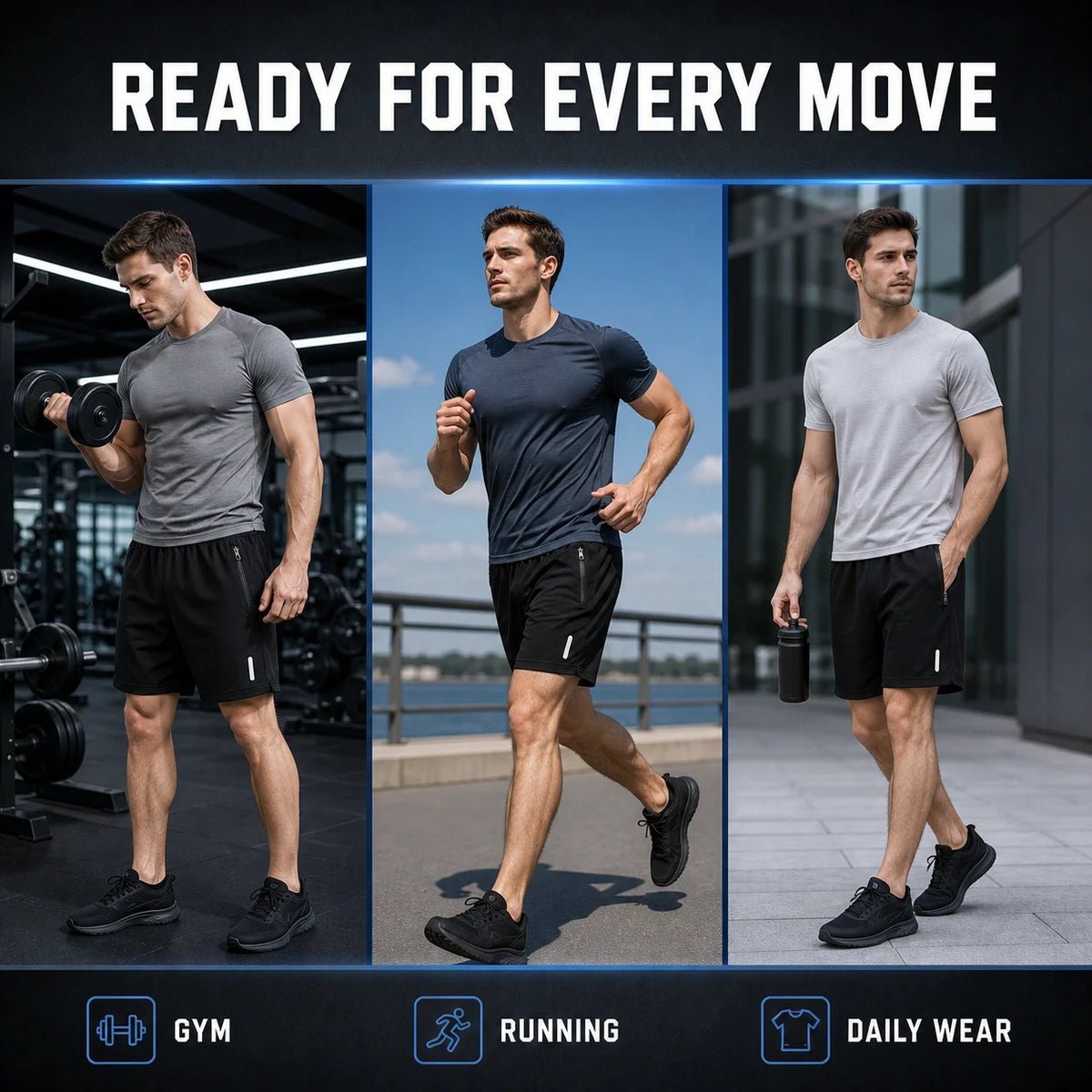 Quick-Dry Running Shorts for Men Breathable Lightweight Sports Shorts with Zipper Pockets for Gym Training Best 2026