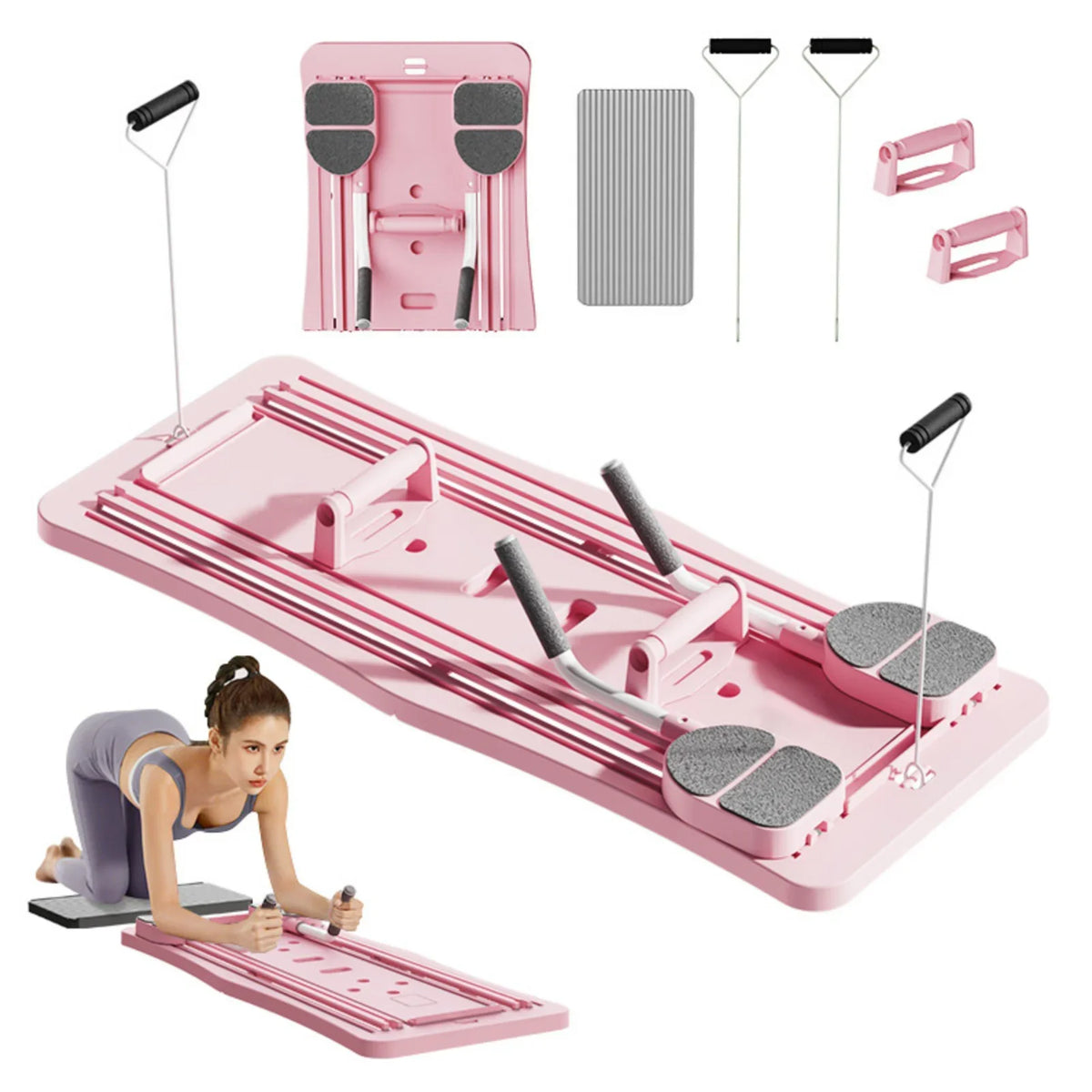 All Function Foldable Pilates Stabilizer Board, Lightweight Home Gym Exercise Equipment, Integrated Abdomen Core Workout Trainer, Full Body Abs Shaping Machine, 300 LBS Weight Bearing Balance Fitness Plate for Household Train