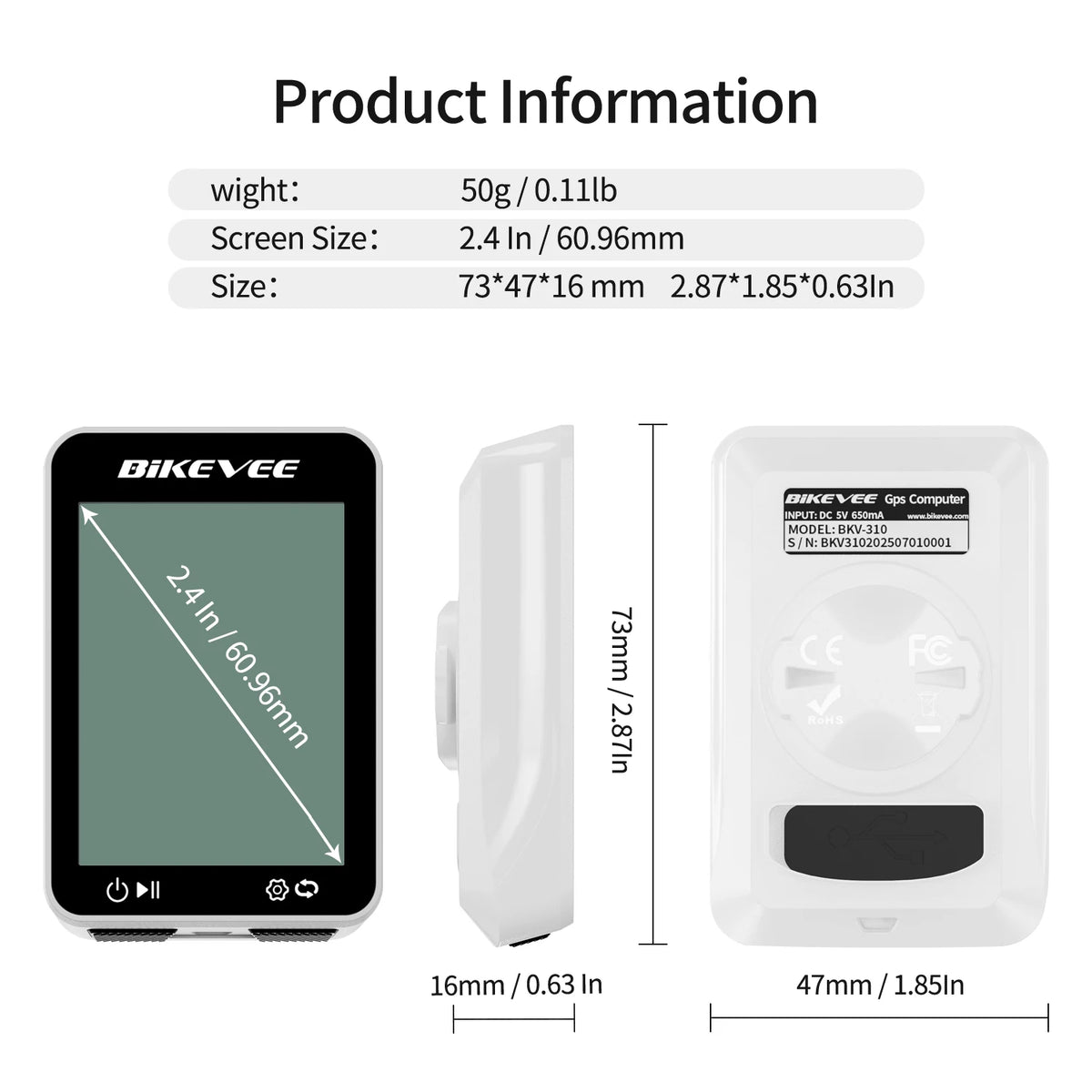 BIKEVEE Outdoor Fitness Sports Multi-Language USB-C Rechargeable GPS Wireless Bike Computer with Auto Backlighted Stand MPH KM/H Waterproof Bicycle Speedometer Odometer Stopwatch Tracker Multi-Language
