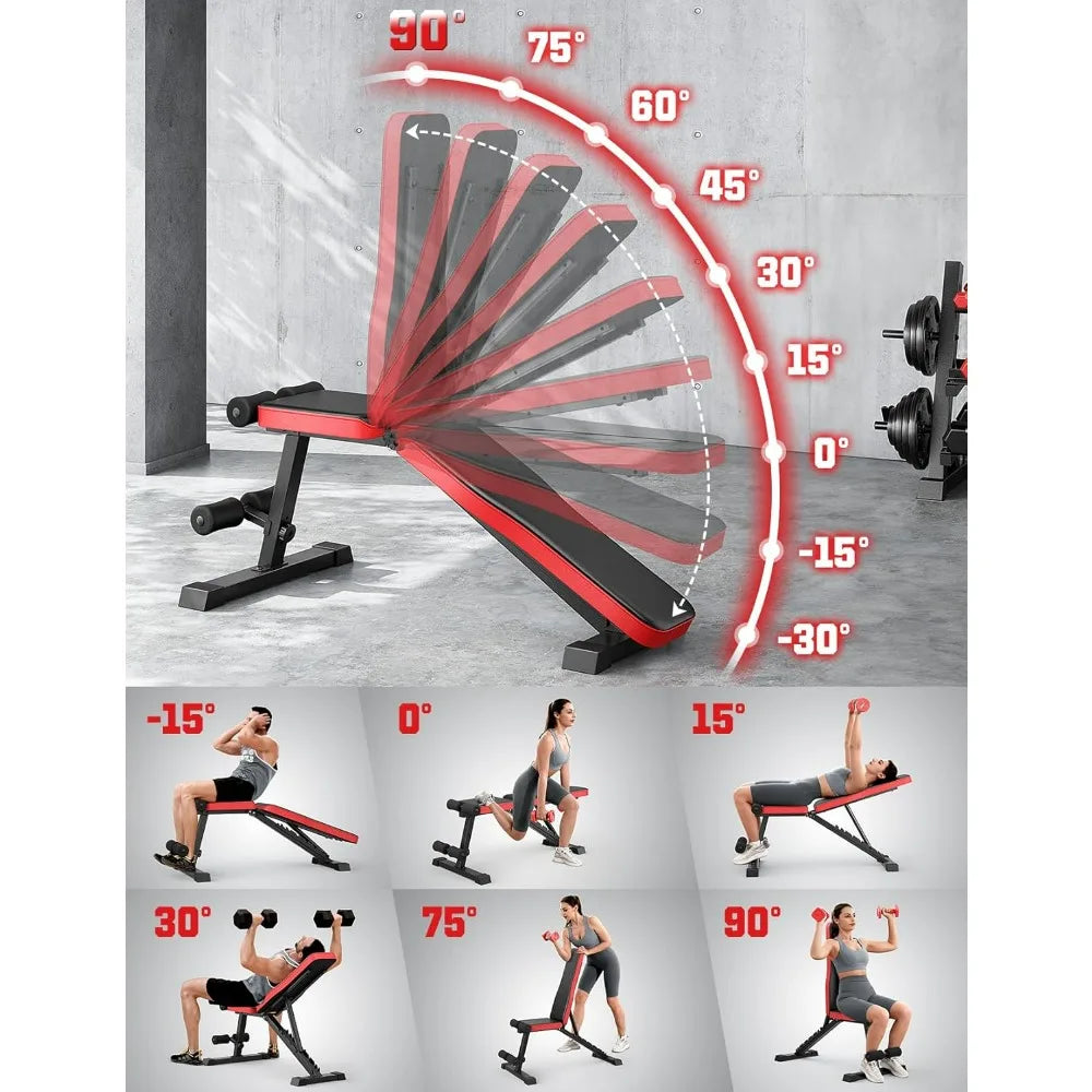 Adjustable Weigh Bench, Workout Bench for Home Gym, Adjustable & Foldable Workout Bench, Bench Press Sit up Incline Flat Decline