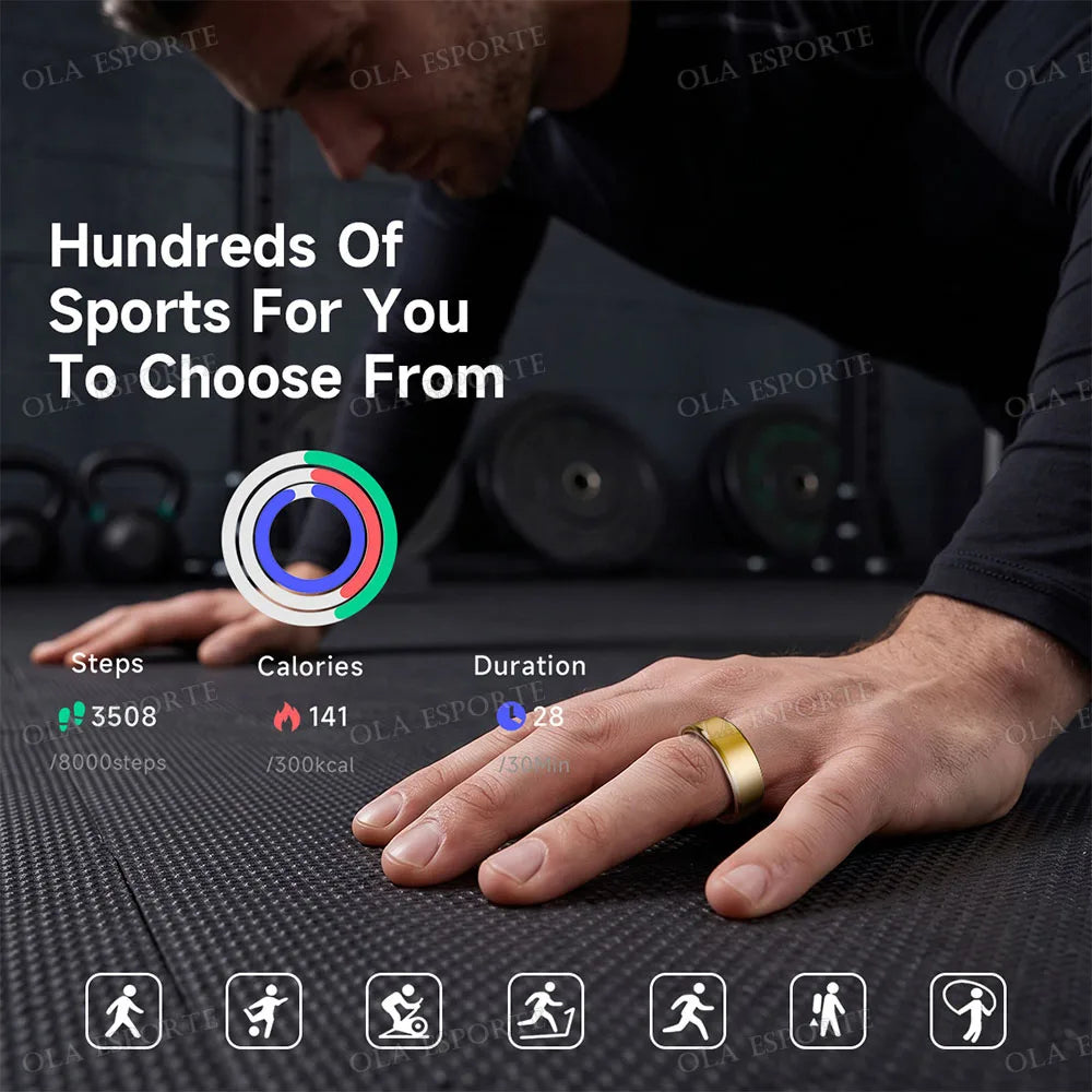 Local US Smart Ring with Charging Case for Men Women Heart Rate Blood Oxygen and Sleep Monitor, IP68 Waterproof Multi-sport Mode