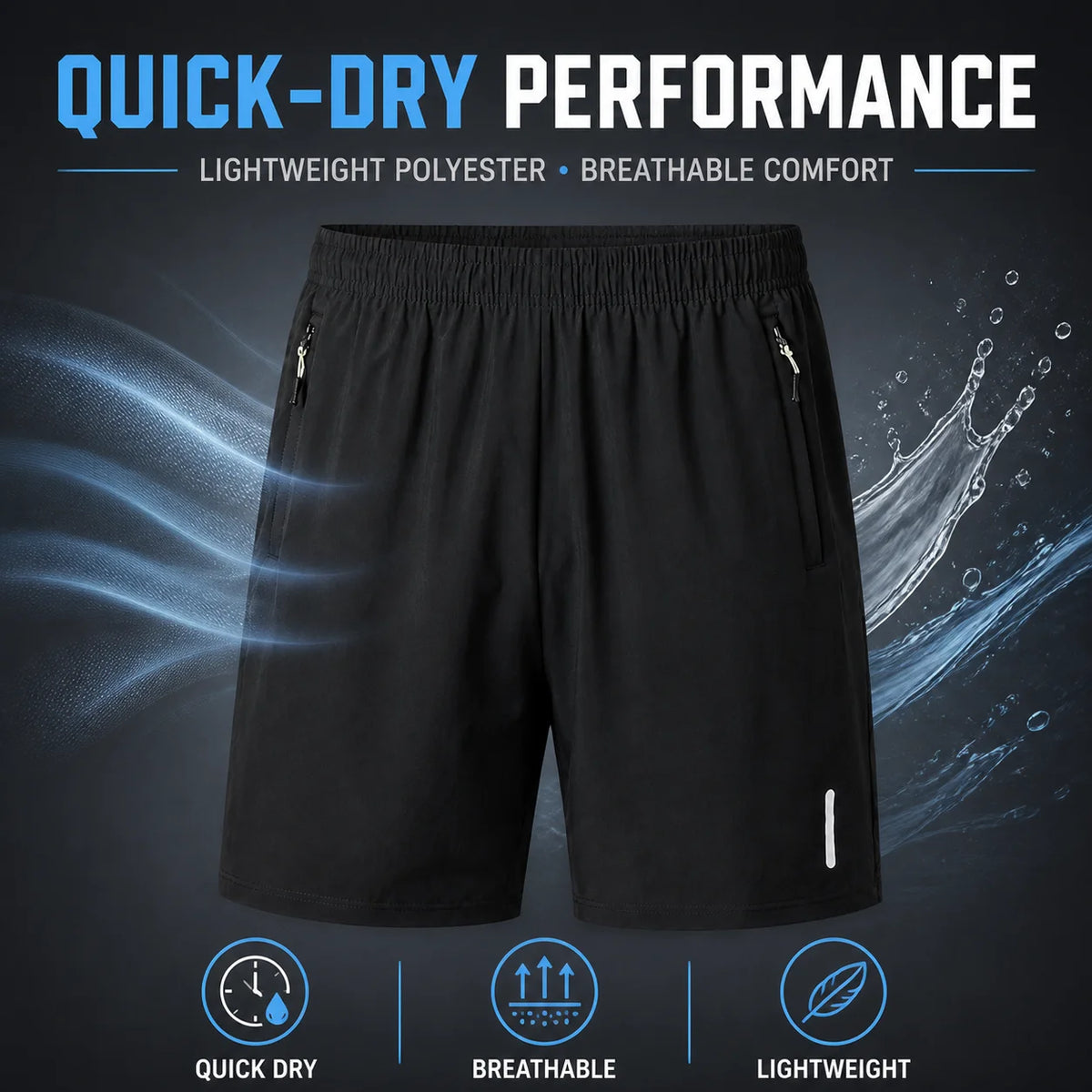 Quick-Dry Running Shorts for Men Breathable Lightweight Sports Shorts with Zipper Pockets for Gym Training Best 2026