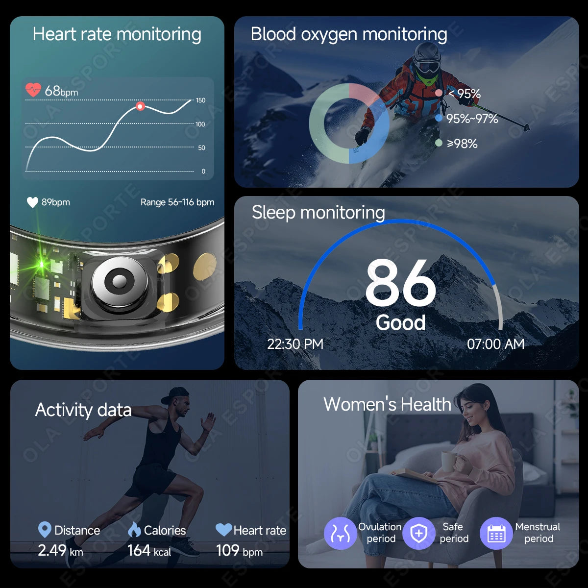 2026 Upgraded Smart Ring - Real-Time Health Tracker Ring, Heart Rate, Blood Pressure, Blood Oxygen, Steps, Exercise and Fitness, Sleep, Multiple Scenarios, Activity Tracker Rings,  Ideal Thanksgiving/Valentine'S Day/Christmas