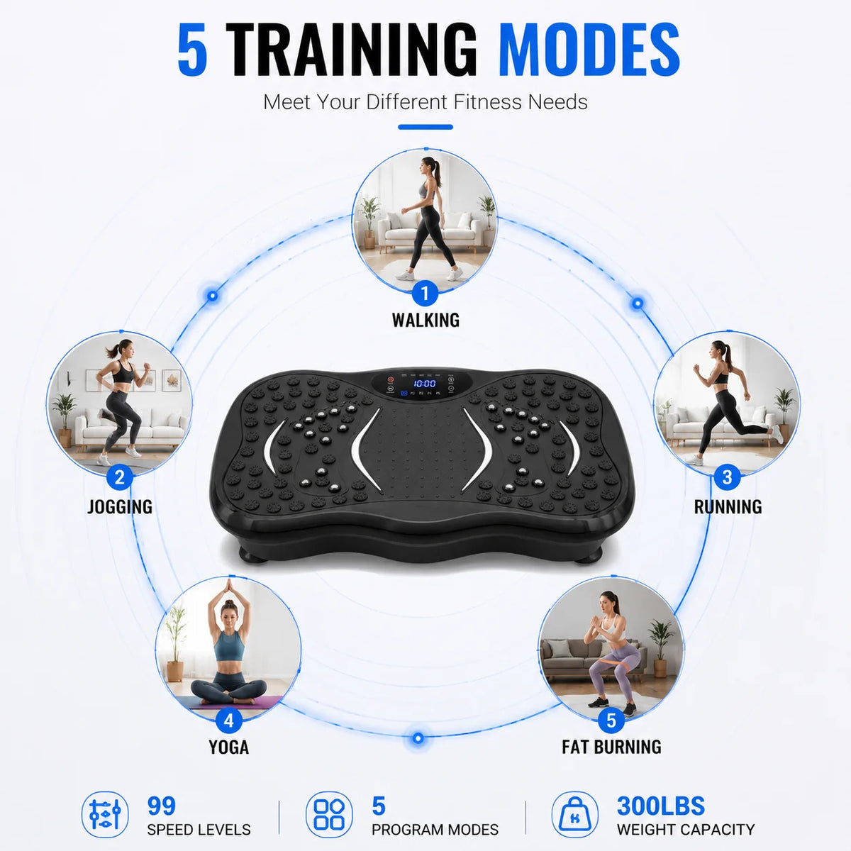 Vibration Plate Exercise Machine with Remote Control & Resistance Bands, Whole Body Fitness Platform for Home Gym Workout and Muscle Training