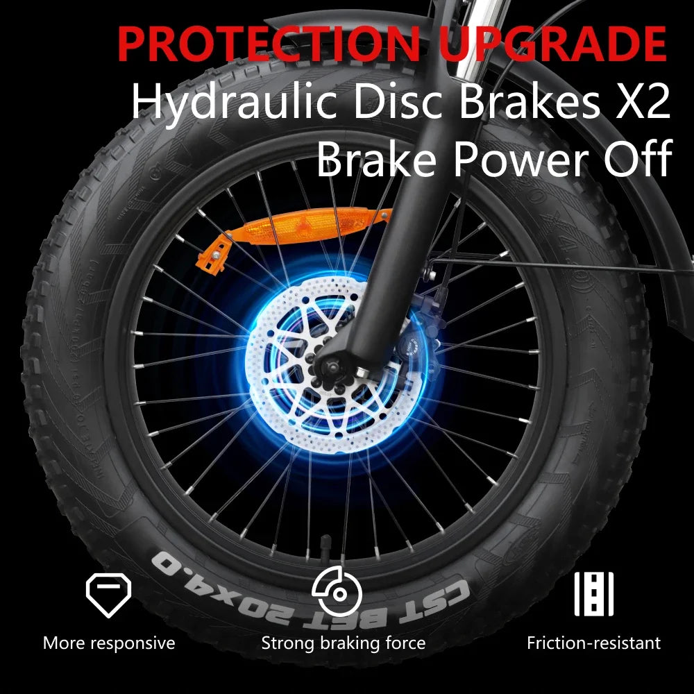 HUANCI Q3 Mountain Electric Bike 2000W 57KM/H Electric Dirt Bike 48V 20AH Electric Bicycle Ebike 20Inch Fat Tire Off-Road E Bike