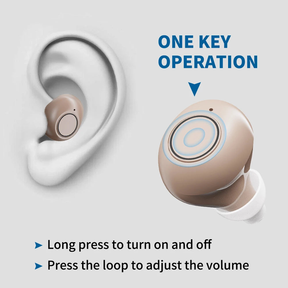 JINGHAO Hearing Aids Sound Amplifier Rechargeable Sound Enhance For Elderly Father Mother Gift Beige