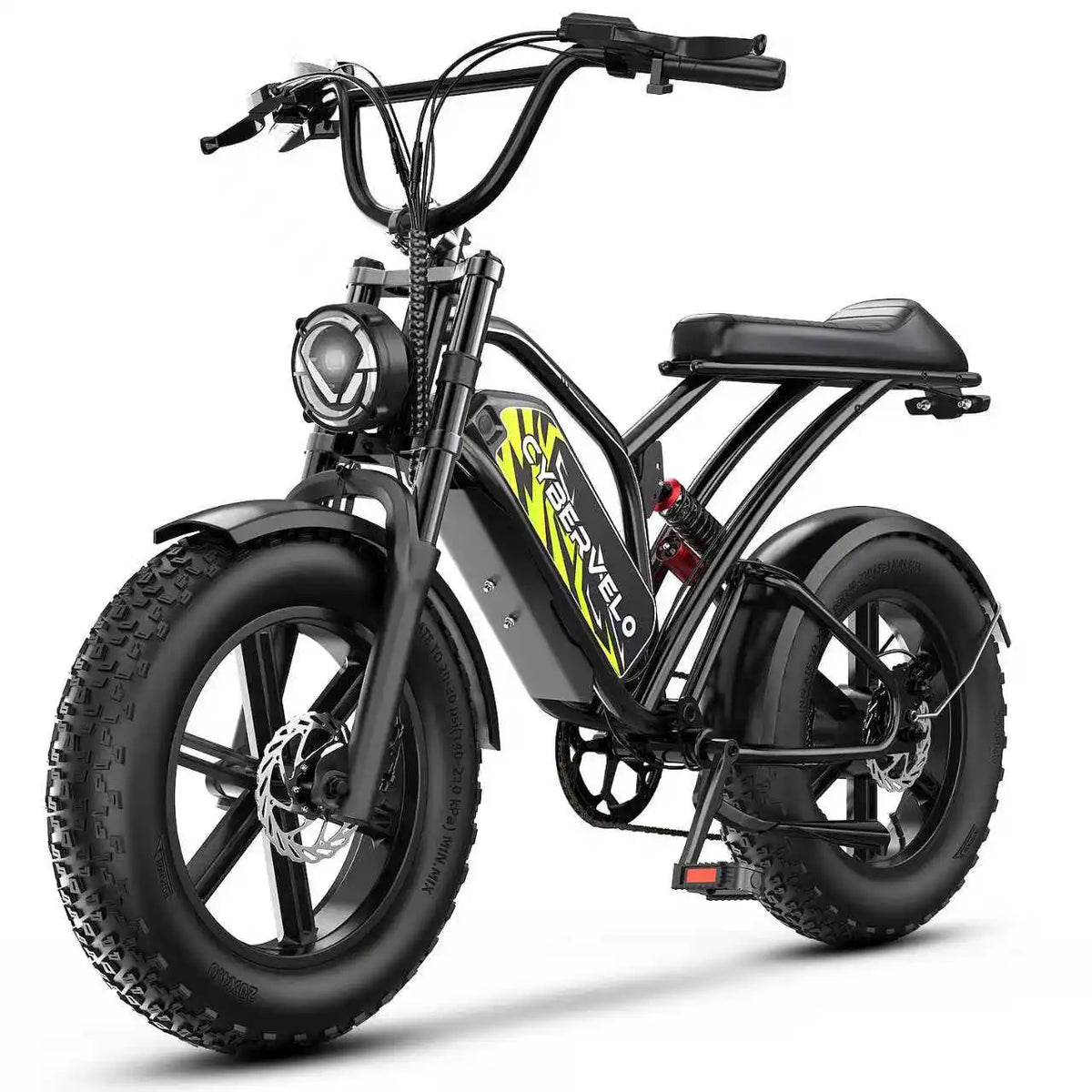 Cybervelo 1000W Adults Electric Dirt Bike 20 Inch Fat Tire All-Terrain E-Bike Max 30MPH 48V 20AH/30AH Large Removable Battery Off Road Ebike EK11