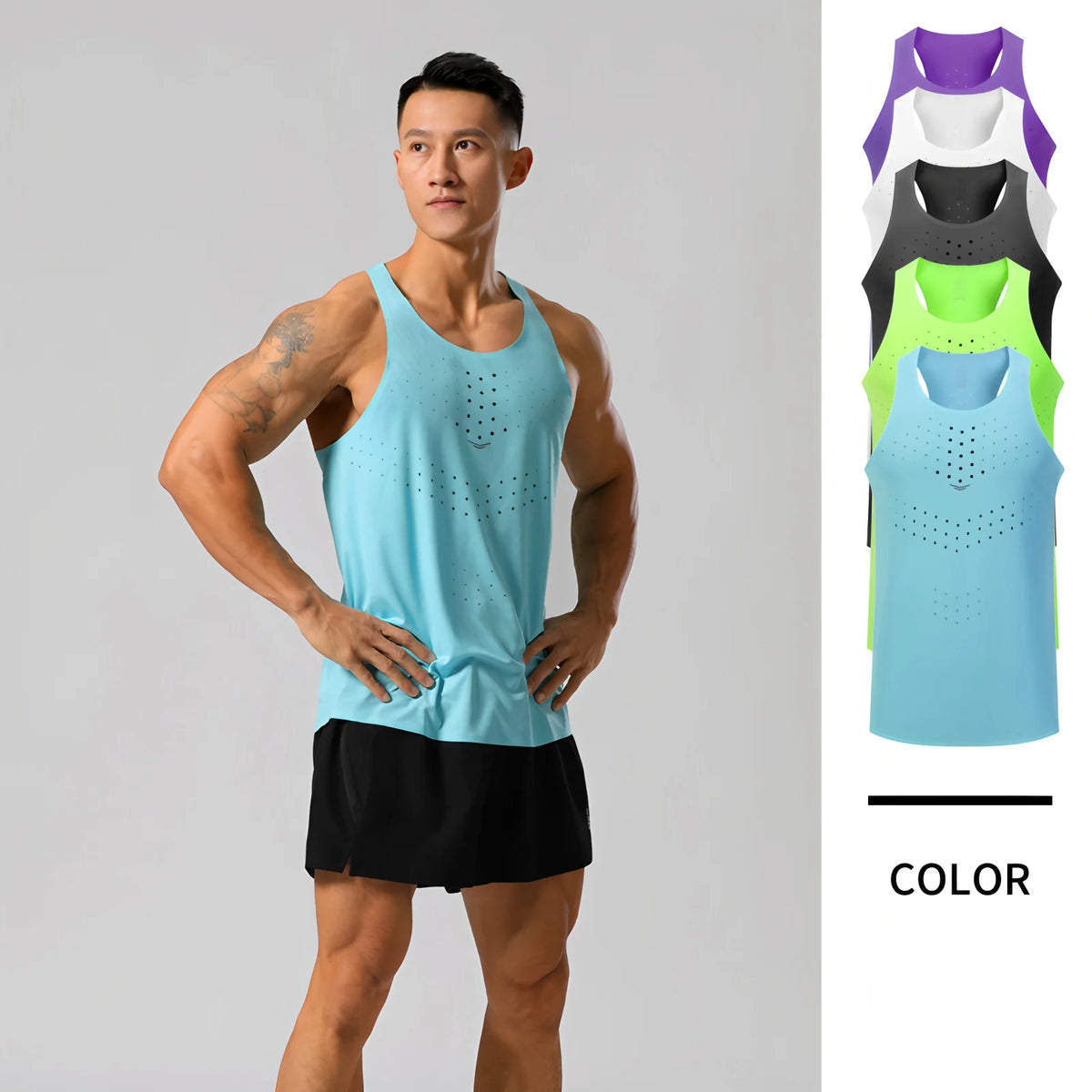 Mens Ultra-Light Quick-Dry Running Vest Summer Breathable Men Tops Marathon Athletics Fitness Gym Sport Training Workout Apparel