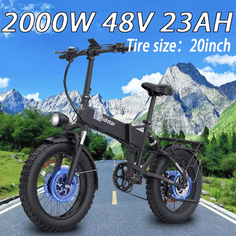 H20 PRO Electric bike dual motor 2000w 48v 23ah  Electric bike  20 inch shock absorption mountain off-road Electric bike
