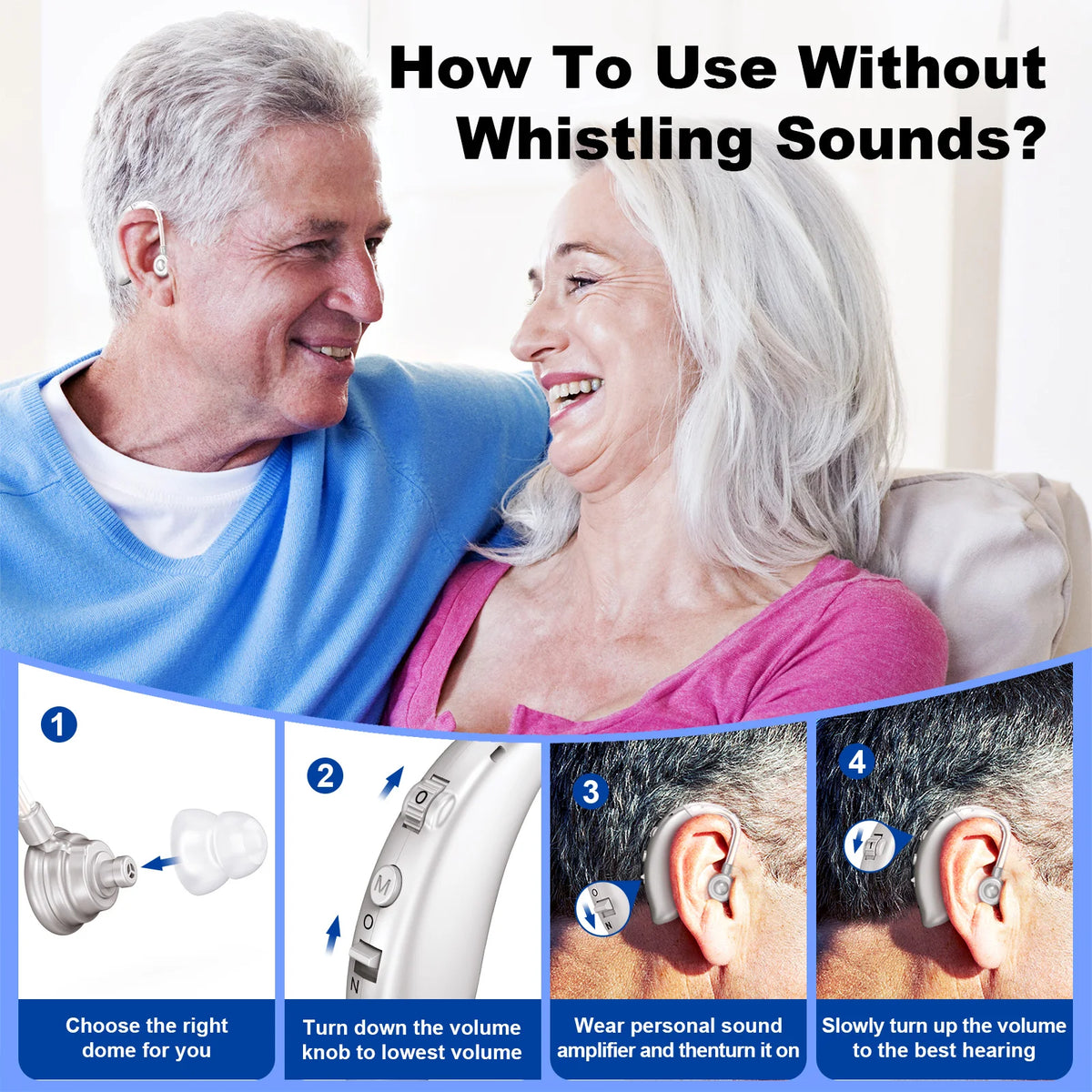Pair Volume-Adjustable Invisible Hearing Aids Rechargeable Portable Hearing Aids For Deafness Sound Amplifiers