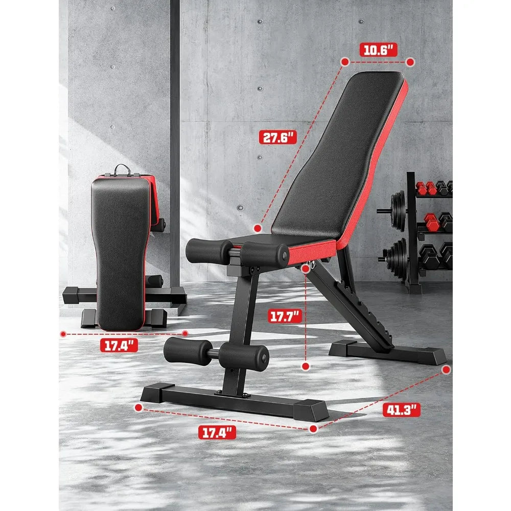 Adjustable Weigh Bench, Workout Bench for Home Gym, Adjustable & Foldable Workout Bench, Bench Press Sit up Incline Flat Decline