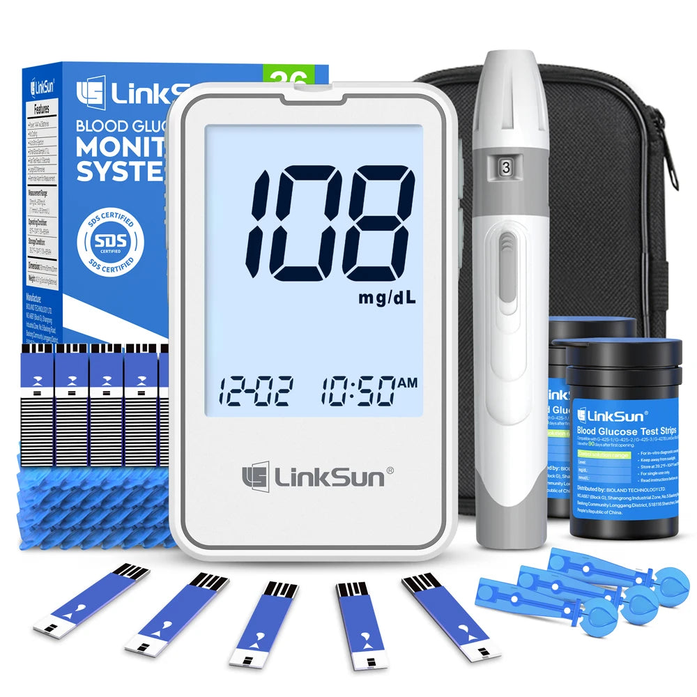 LinkSun Blood Glucose G-425-2 Test Strips Replacement Meter Glucometer Diabetes Medical Lancets Digital Glucometer Complete Suit