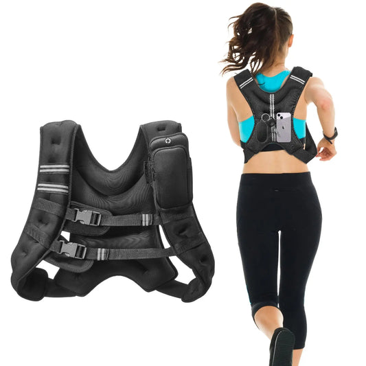 Weighted Vest 20 lbs Weight Vest with Reflective Stripe Adjustable Buckle Body Weight Vest for Men Women Workout Equipment
