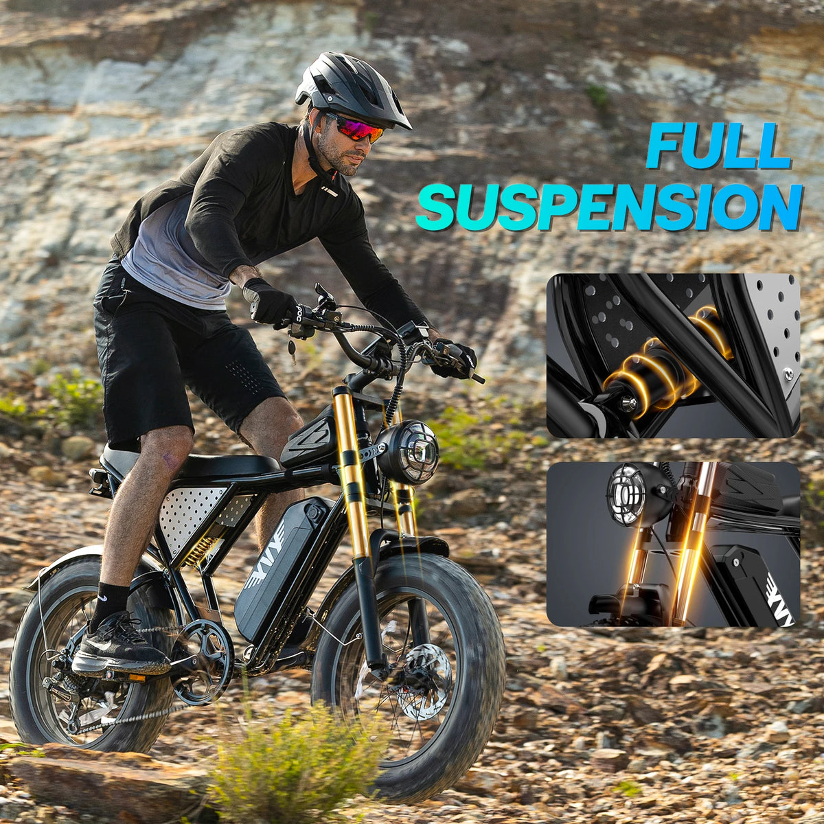 YVY K20 Lite 1500W Electric Bike for Adults 30MPH 48V 15.6Ah Off-road Trail 20*4 Inch Fat Tire E Bike 7 Speed Mountain Bike