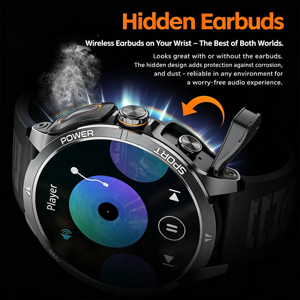 TWS 2-in-1 Smart Watch with Headphones Sports Play Music Bluetooth Headset Call Men Health Monitor NFC Women Smartwatch Earbuds