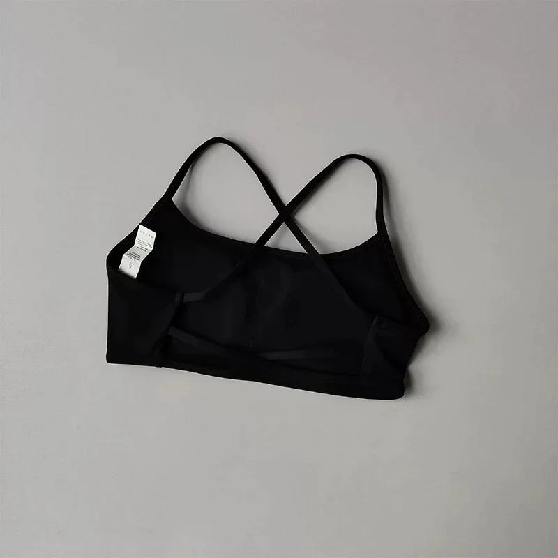 Women Cross Back Sports Bra Shockproof Gathered Gym Running Yoga Vest Summer Outdoor Comfortable Fitness Wear