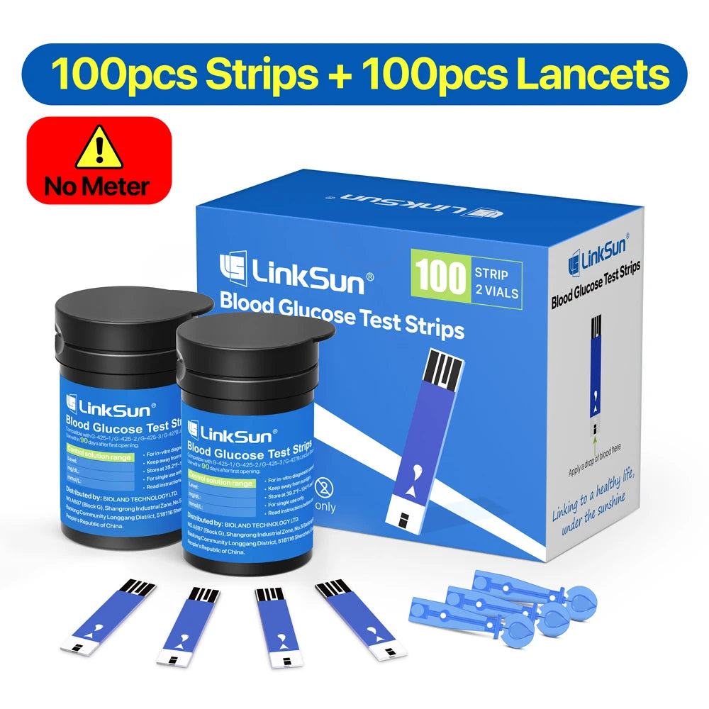 LinkSun Blood Glucose G-425-2 Test Strips Replacement Meter Glucometer Diabetes Medical Lancets Digital Glucometer Complete Suit