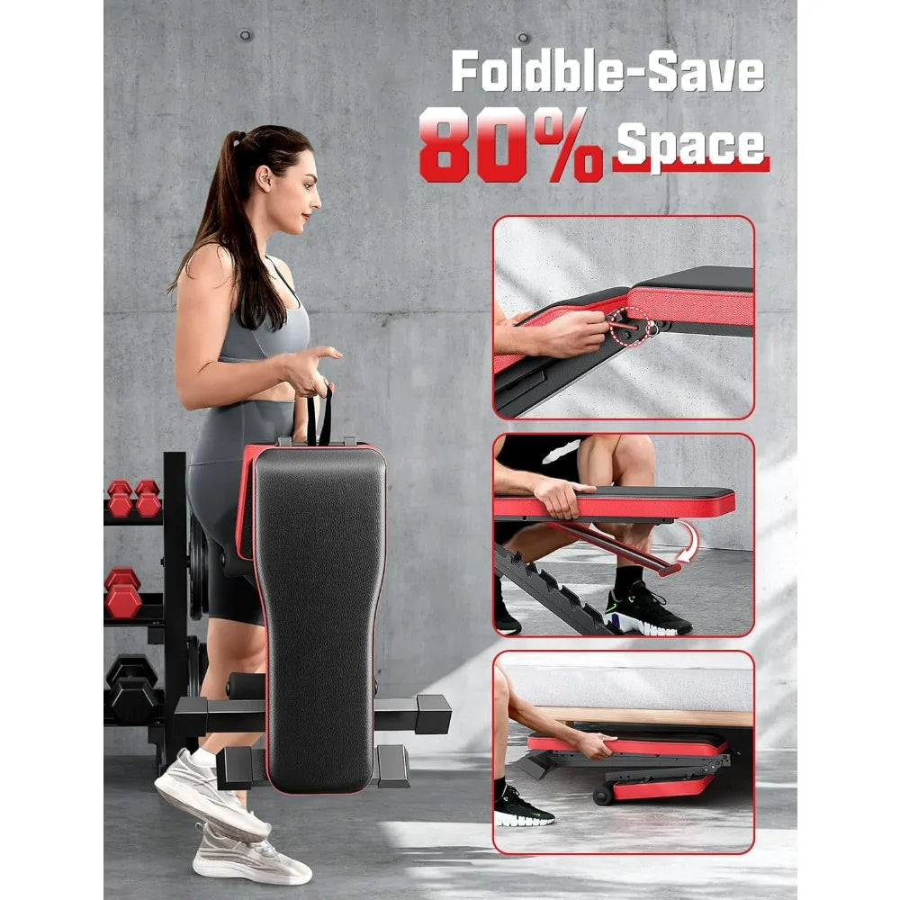 Adjustable Weigh Bench, Workout Bench for Home Gym, Adjustable & Foldable Workout Bench, Bench Press Sit up Incline Flat Decline