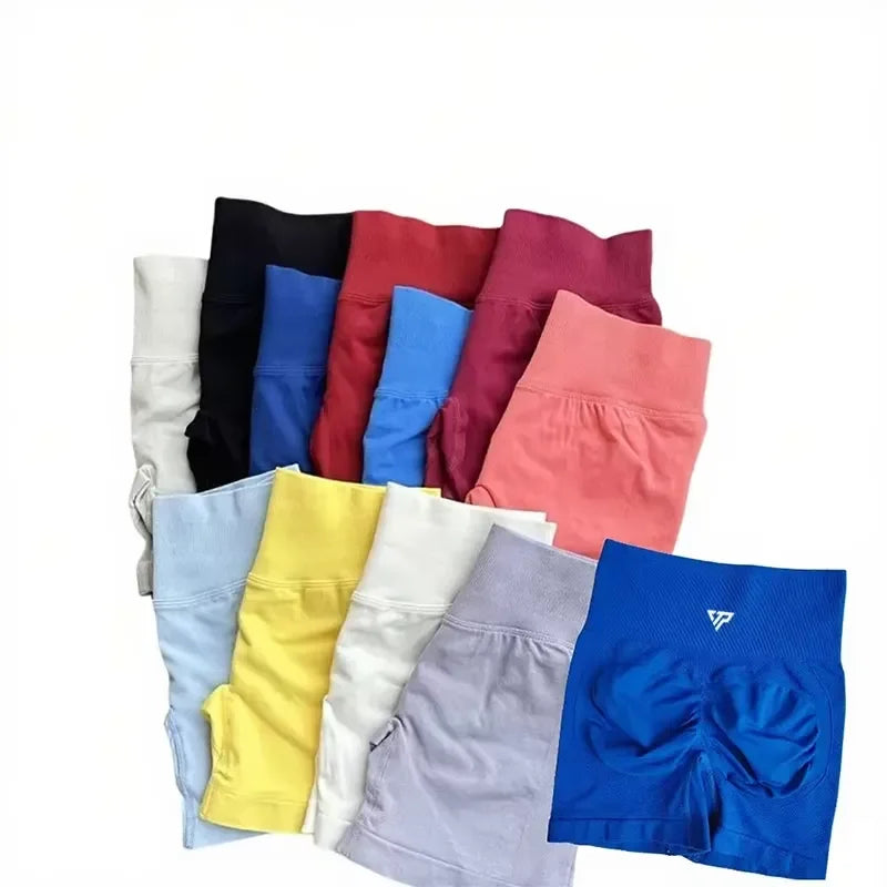 Women Seamless Yoga Shorts High Waist Scrunch Butt Lift Gym Fitness Sport Shorts Silicone Printed Recoil Workout Leggings