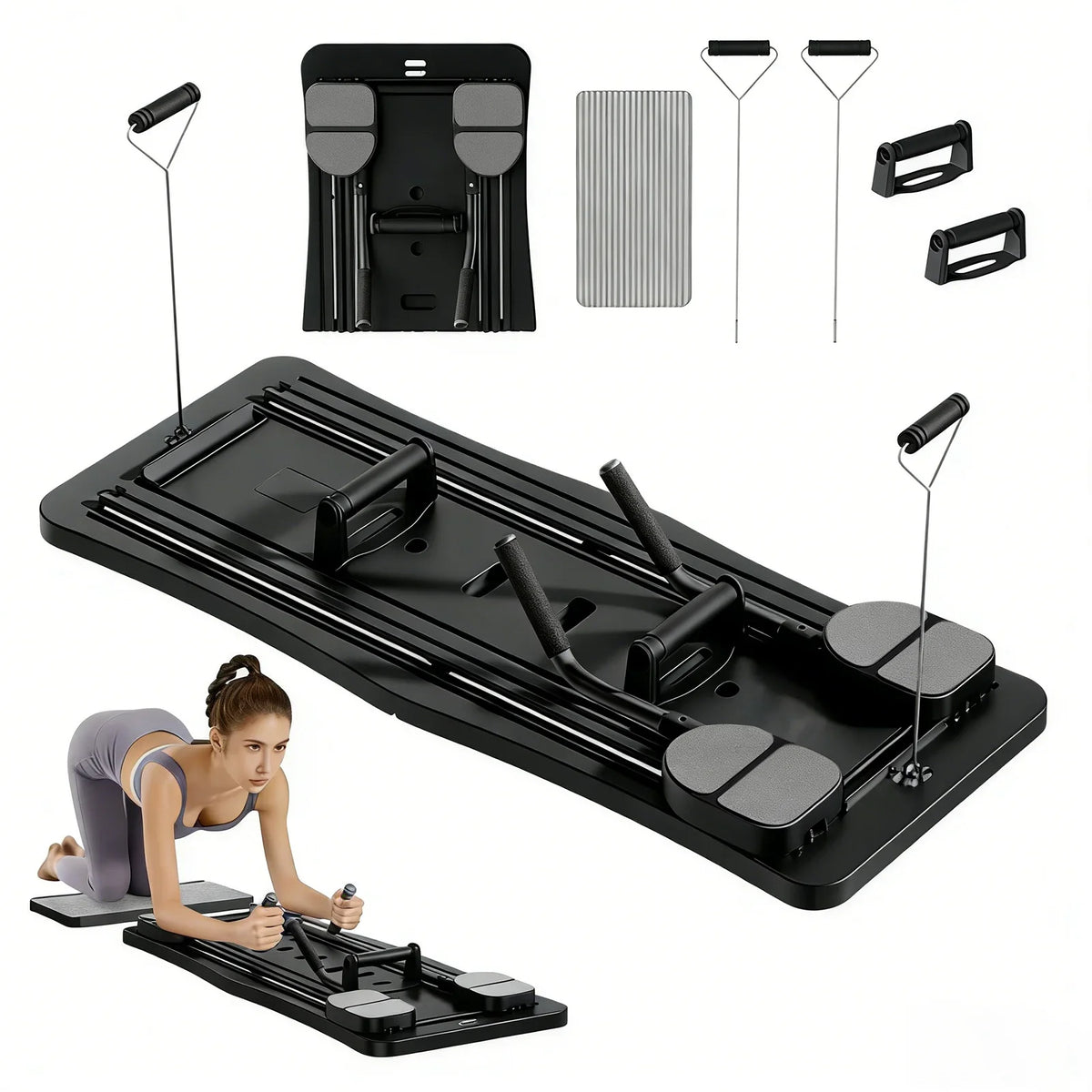 All Function Foldable Pilates Stabilizer Board, Lightweight Home Gym Exercise Equipment, Integrated Abdomen Core Workout Trainer, Full Body Abs Shaping Machine, 300 LBS Weight Bearing Balance Fitness Plate for Household Train