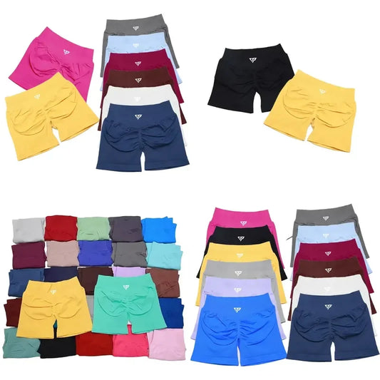 Women Seamless Yoga Shorts High Waist Scrunch Butt Lift Gym Fitness Sport Shorts Silicone Printed Recoil Workout Leggings