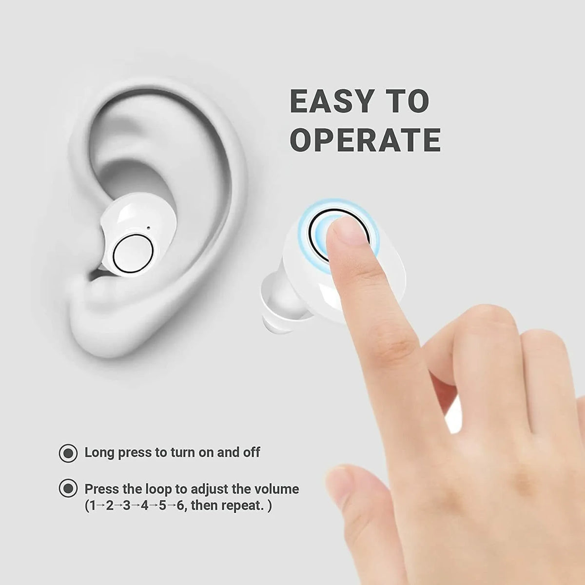 JINGHAO Hearing Aids Sound Amplifier Rechargeable Digital Sound Enhance For Elderly Father Mother Gift White