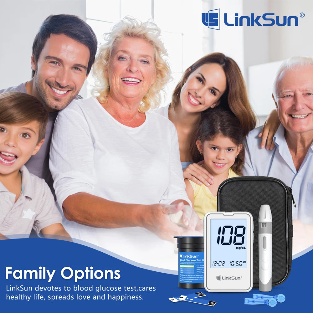 LinkSun Blood Glucose G-425-2 Test Strips Replacement Meter Glucometer Diabetes Medical Lancets Digital Glucometer Complete Suit