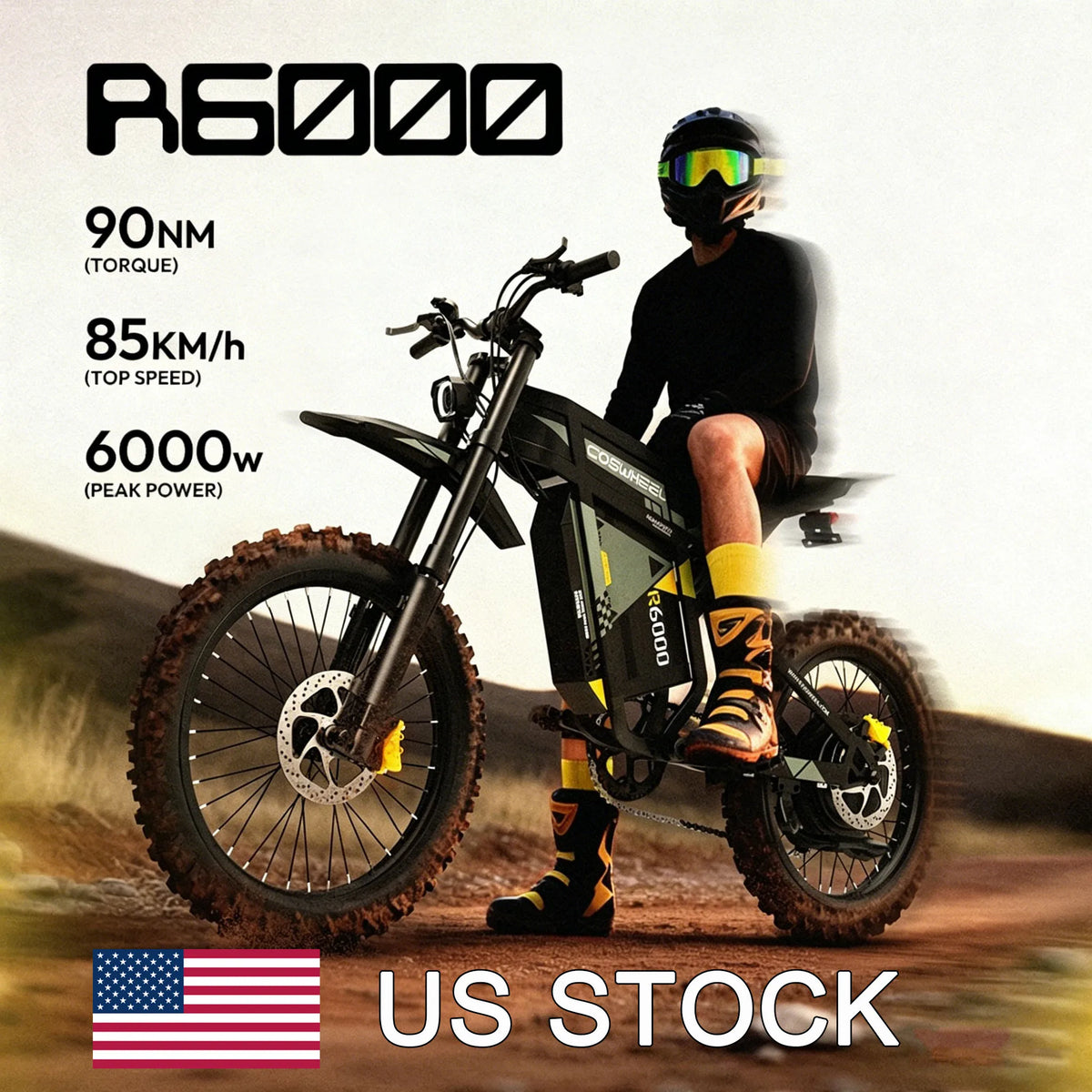 COSWHEEL R6000 Adults Electric Bike 7000W  Brushless Gearless Motors 60V30AH Lithium Battery Speed 88Kmh Adult Off Road Ebike